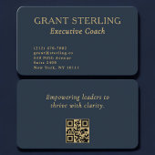 QR Code Executive Coach Navy Blue Gold  名刺