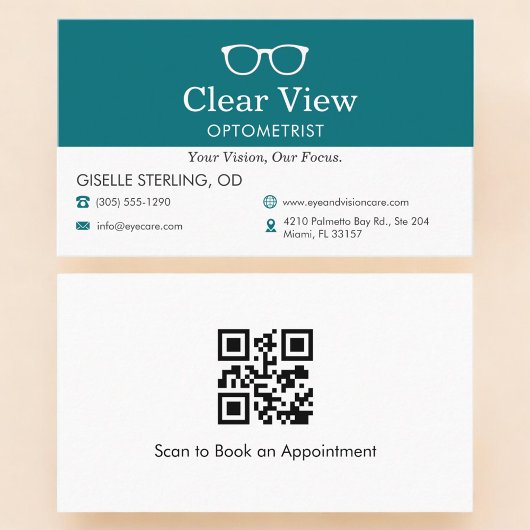 QR Code Eye Doctor Optometrist Office Glasses Icon 名刺