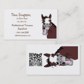 QR Code Farrier Trimmer Happy Horse Business Card 名刺 (正面/裏面)
