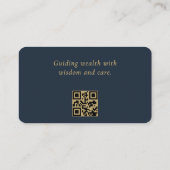 QR Code Financial Advisor Minimal Navy Blue Gold  名刺 (裏面)