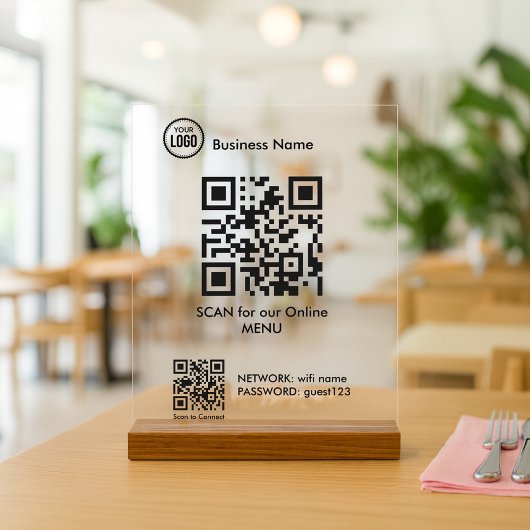 QR Code For Restaurant Coffee Shop Menu アクリルサイン