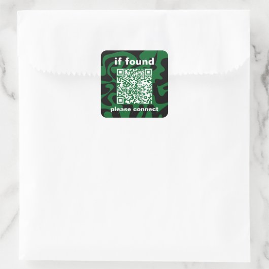 QR Code forest green groovy lost found スクエアシール (バッグ)
