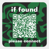 QR Code forest green groovy lost found スクエアシール (正面)