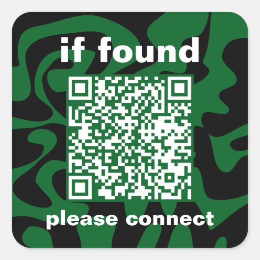 QR Code forest green groovy lost found スクエアシール (正面)