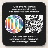 QR Code Generator & Your Business Logo Black コースター (正面)