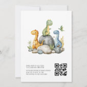 QR Code Girl Dinosaur Hatching Soon Baby Shower 招待状 (裏面)