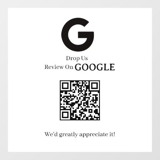 QR Code | Google Reviews Business Display Sign ウィンドウサイン (シート)
