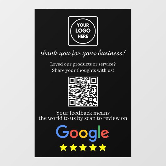 QR Code Google Reviews Logo AI door sign ウィンドウサイン (シート)
