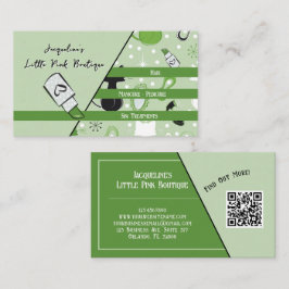 QR Code Green Girly Mid-Century Salon II 名刺