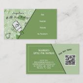 QR Code Green Girly Mid-Century Salon III 名刺 (正面/裏面)