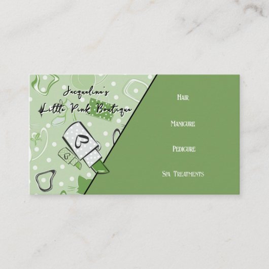 QR Code Green Girly Mid-Century Salon III 名刺 (正面)