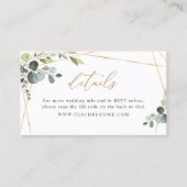 QR Code Greenery Gold Wedding Website Details Card 名刺 (正面)