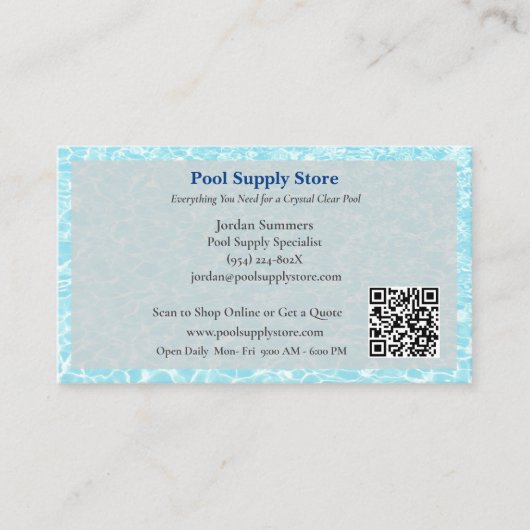QR Code Grey Blue Swimming Pool Contractor   名刺 (正面)