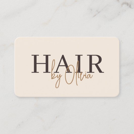 QR Code Hair Stylist Beige Neutral Typography  名刺 (正面)