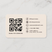 QR Code Hair Stylist Beige Neutral Typography  名刺 (裏面)