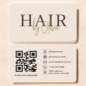 QR Code Hair Stylist Beige Neutral Typography  名刺