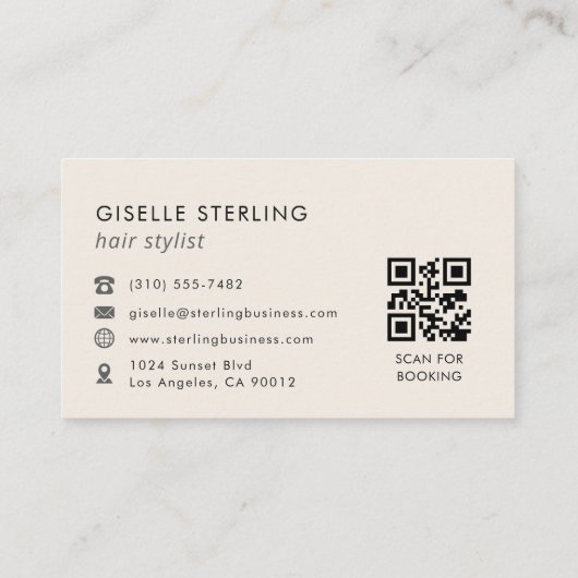 QR Code Hair Stylist Minimalist 名刺 (裏面)