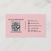 QR Code Hair Stylist Pink Suede Typography  名刺 (裏面)