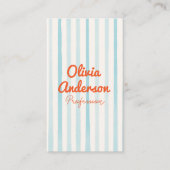 QR Code Hand Drawn Written Blue Orange Whimsy Boho 名刺 (正面)