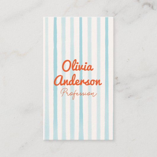 QR Code Hand Drawn Written Blue Orange Whimsy Boho 名刺 (正面)