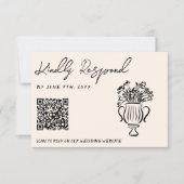 QR Code Hand Written Drawn Cake Floral Wedding 出欠カード (正面)