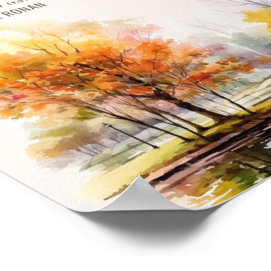 QR Code Honeymoon Fund Fall Lake Country Wedding ポスター (角)