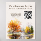 QR Code Honeymoon Fund Fall Lake Country Wedding ポスター (正面)