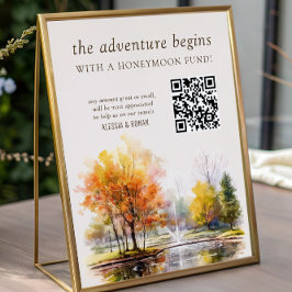 QR Code Honeymoon Fund Fall Lake Country Wedding ポスター