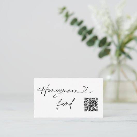 QR Code Honeymoon Request Wedding Enclosure Card 名刺 (スタンド正面)