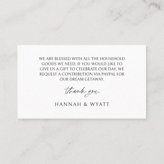 QR Code Honeymoon Request Wedding Enclosure Card 名刺 (裏面)