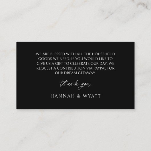 QR Code Honeymoon Request Wedding Enclosure Card 名刺 (裏面)