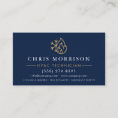 QR Code HVAC Technician Navy Blue Gold 名刺 (正面)