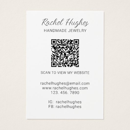QR Code Jewelry Floral Necklace Display Card (裏面)