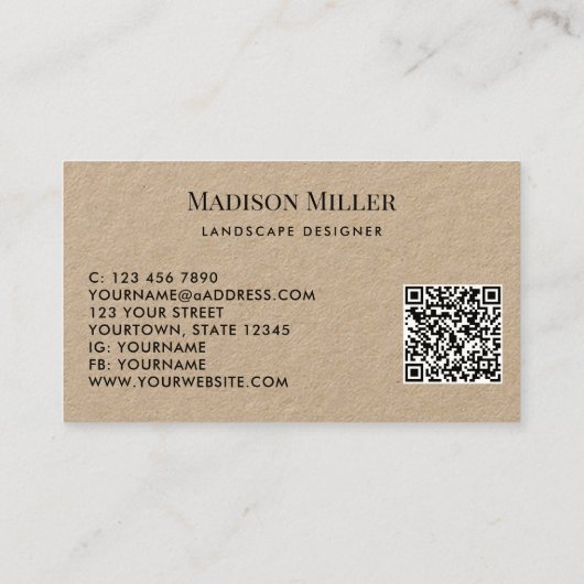QR Code Landscape Designer Greenery 名刺 (裏面)