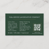 QR Code Landscaper Lawn Care Green Gold 名刺 (裏面)