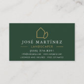 QR Code Landscaper Lawn Care Green Gold 名刺 (正面)