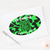 QR Code lime green cute lost found 楕円形シール (封筒)