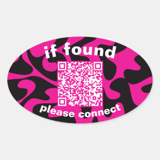 QR Code lime green cute lost found 楕円形シール