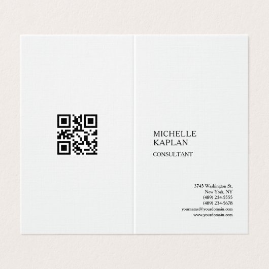 QR Code Linen Modern Professional Exclusive 名刺 (外部フラット)