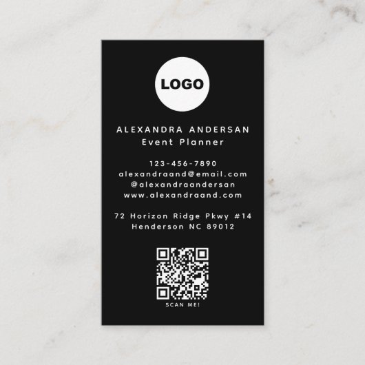 QR Code Logo Black Modern Minimalist Professional  名刺 (正面)