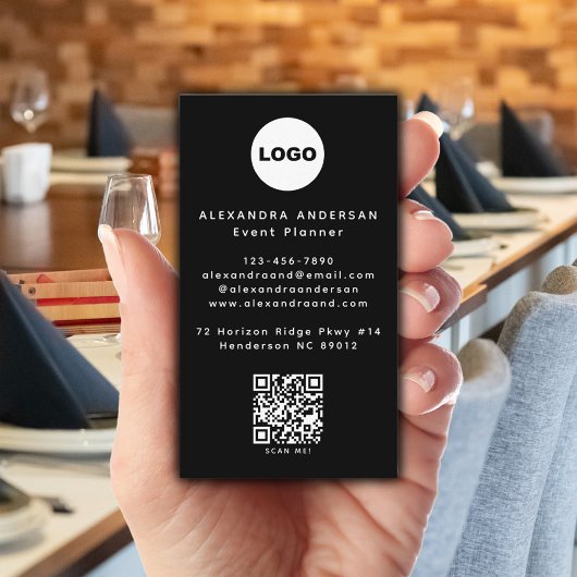 QR Code Logo Black Modern Minimalist Professional  名刺
