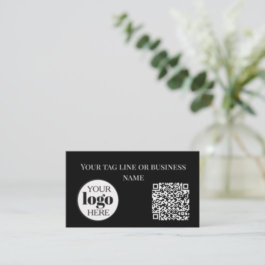 QR Code Logo Black Simple 名刺 (スタンド正面)