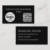 QR Code Logo Black Simple 名刺 (正面/裏面)