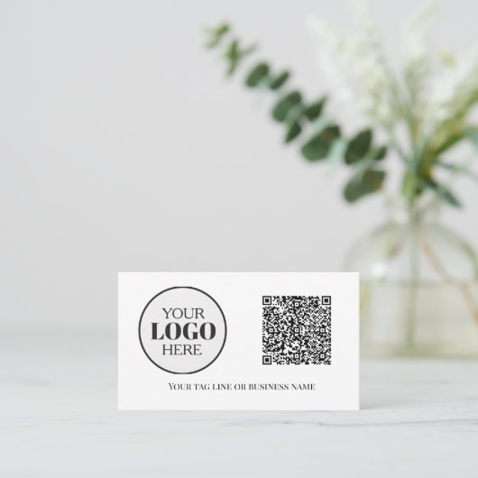 QR Code Logo Black White Modern 名刺 (スタンド正面)