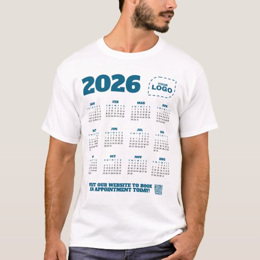 QR Code Logo Business Promo 2026 Calendar T-Shirt Tシャツ (正面)