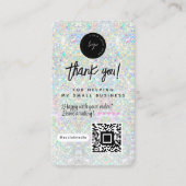 QR Code & Logo Holographic Glitter Thank You 名刺 (正面)
