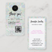 QR Code & Logo Holographic Glitter Thank You 名刺 (正面/裏面)