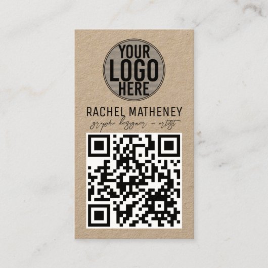QR Code Logo Modern Kraft Simple Professional 名刺 (正面)