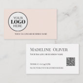 QR Code Logo Simple Soft Pink 名刺 (正面/裏面)