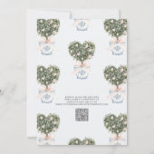 QR Code Love in Bloom Chinoiserie Bridal Shower 招待状 (裏面)